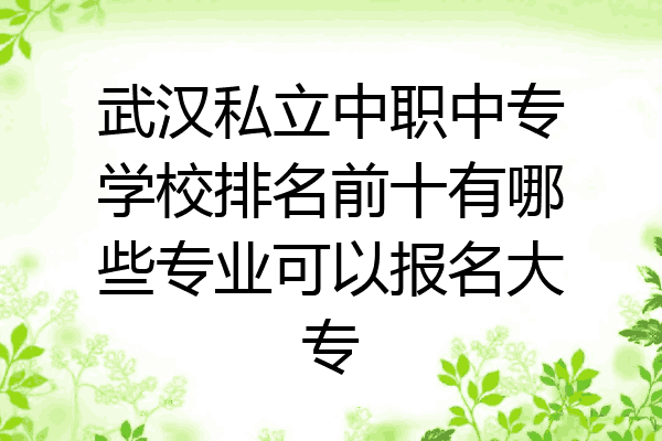武汉私立中职中专学校排名前十有哪些专业可以报名大专