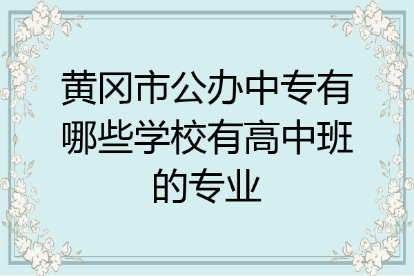黄冈市公办中专有哪些学校有高中班的专业