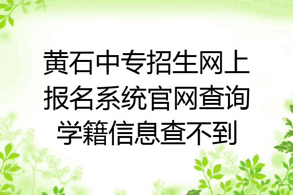 黄石中专招生网上报名系统官网查询学籍信息查不到