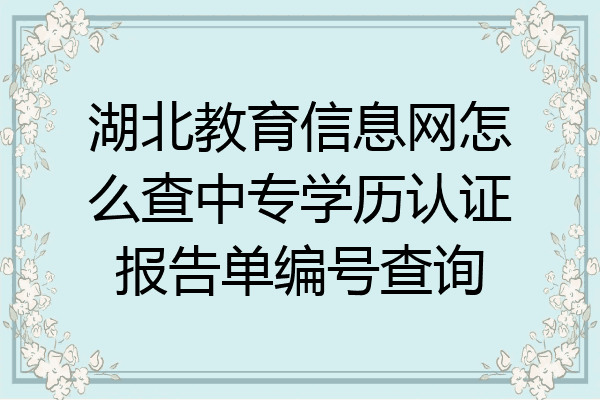 湖北教育信息网怎么查中专学历认证报告单编号查询