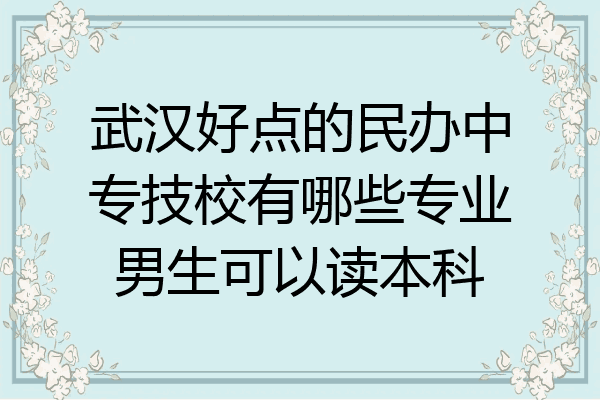 武汉好点的民办中专技校有哪些专业男生可以读本科