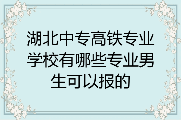 湖北中专高铁专业学校有哪些专业男生可以报的