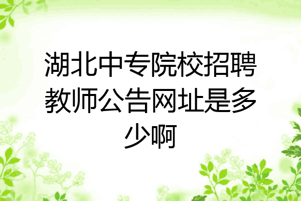 湖北中专院校招聘教师公告网址是多少啊