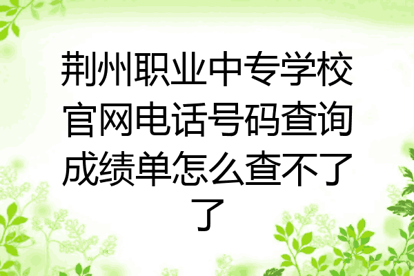 荆州职业中专学校官网电话号码查询成绩单怎么查不了了