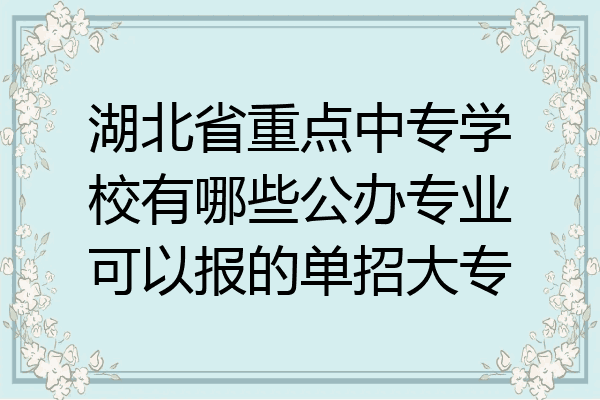 湖北省重点中专学校有哪些公办专业可以报的单招大专