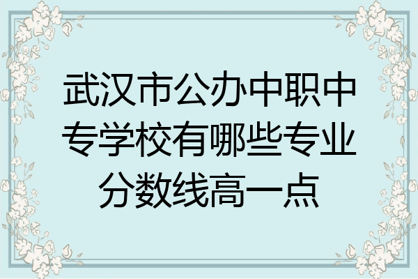 武汉市公办中职中专学校有哪些专业分数线高一点