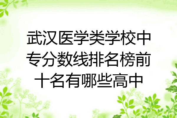 武汉医学类学校中专分数线排名榜前十名有哪些高中