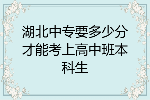 湖北中专要多少分才能考上高中班本科生