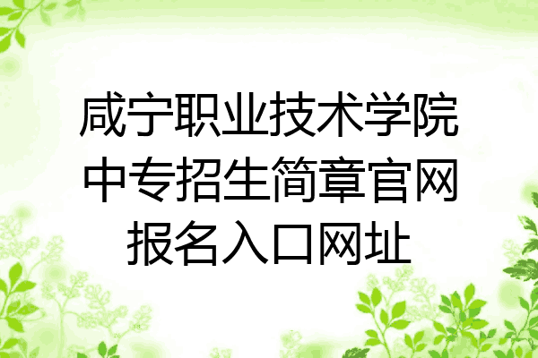 咸宁职业技术学院中专招生简章官网报名入口网址