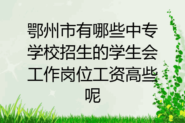 鄂州市有哪些中专学校招生的学生会工作岗位工资高些呢