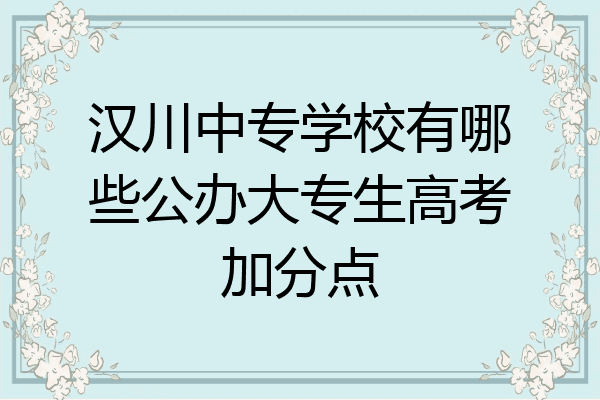 汉川中专学校有哪些公办大专生高考加分点