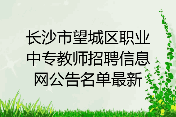 长沙市望城区职业中专教师招聘信息网公告名单最新