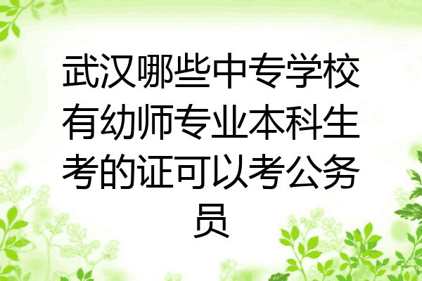 武汉哪些中专学校有幼师专业本科生考的证可以考公务员