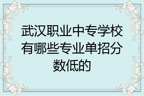 武汉职业中专学校有哪些专业单招分数低的