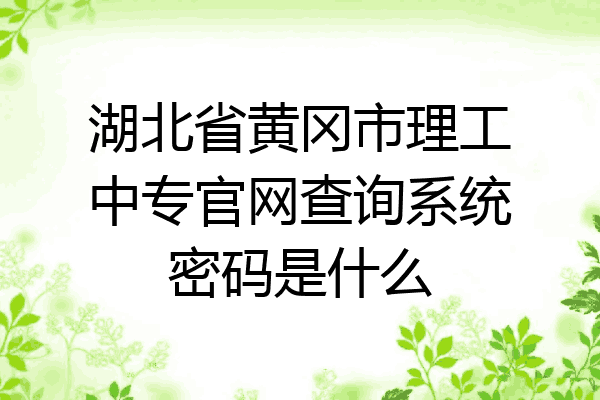 湖北省黄冈市理工中专官网查询系统密码是什么