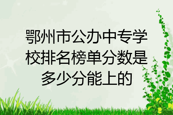鄂州市公办中专学校排名榜单分数是多少分能上的