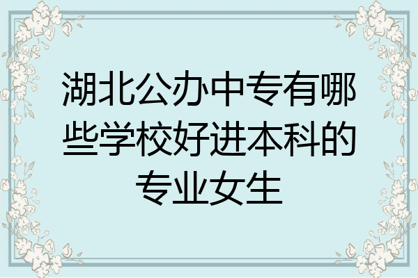 湖北公办中专有哪些学校好进本科的专业女生