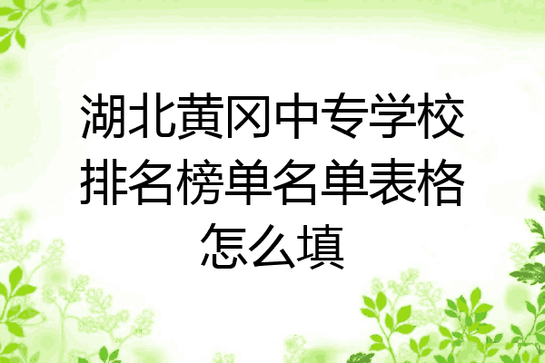 湖北黄冈中专学校排名榜单名单表格怎么填