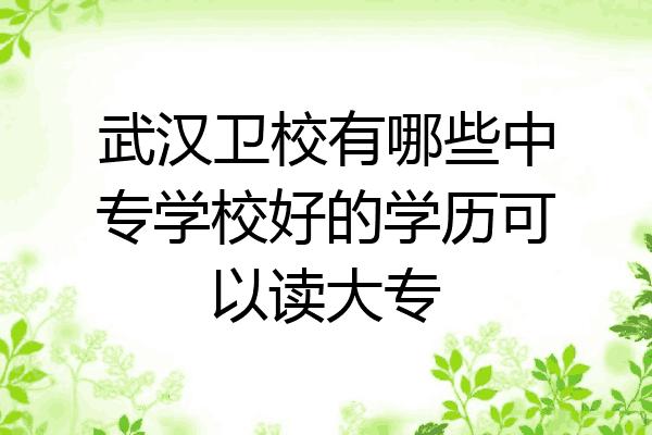 武汉卫校有哪些中专学校好的学历可以读大专
