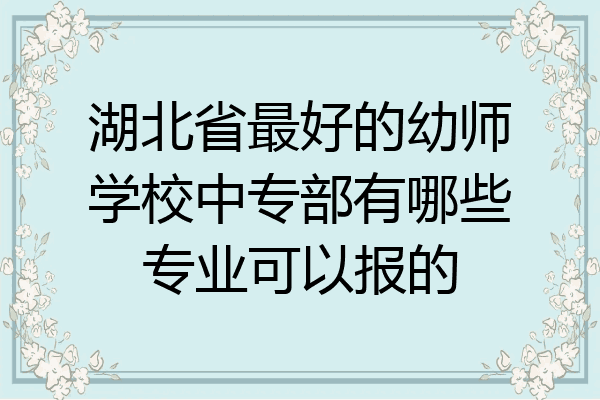 湖北省最好的幼师学校中专部有哪些专业可以报的