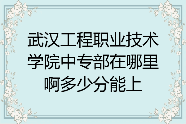 武汉工程职业技术学院中专部在哪里啊多少分能上