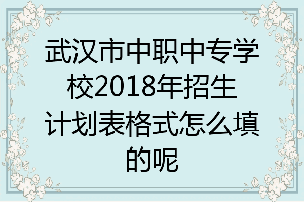 武汉市中职中专学校2018年招生计划表格式怎么填的呢