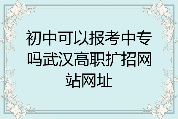 初中可以报考中专吗武汉高职扩招网站网址