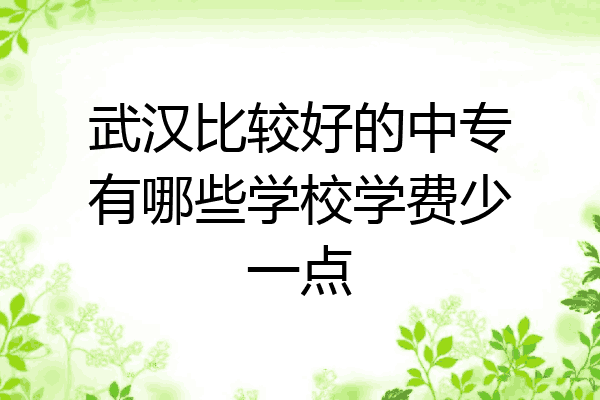 武汉比较好的中专有哪些学校学费少一点