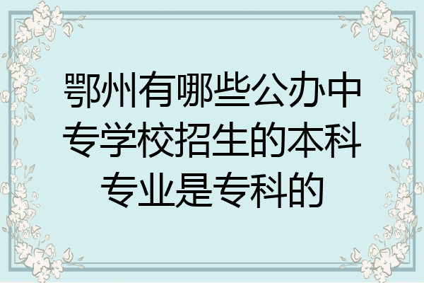鄂州有哪些公办中专学校招生的本科专业是专科的