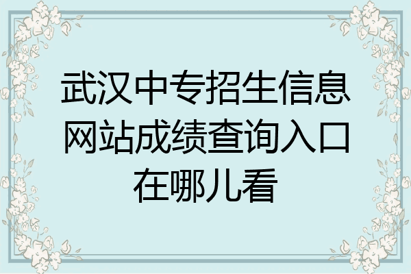 武汉中专招生信息网站成绩查询入口在哪儿看