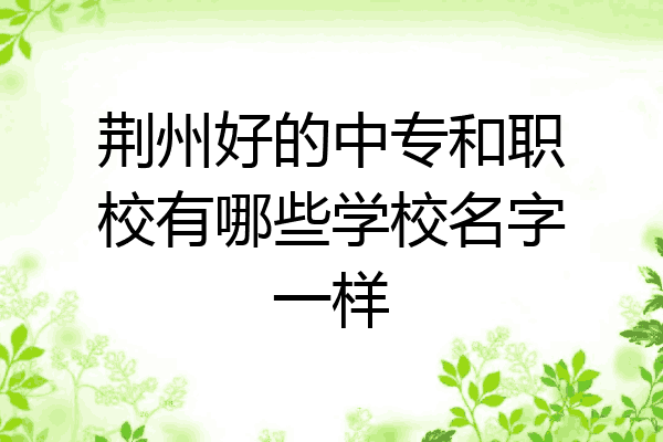荆州好的中专和职校有哪些学校名字一样