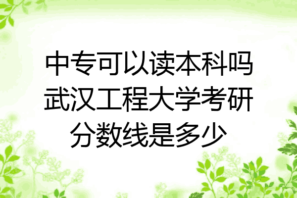 中专可以读本科吗武汉工程大学考研分数线是多少