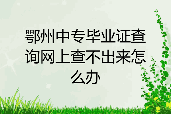 鄂州中专毕业证查询网上查不出来怎么办
