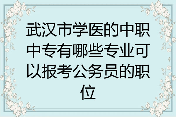 武汉市学医的中职中专有哪些专业可以报考公务员的职位