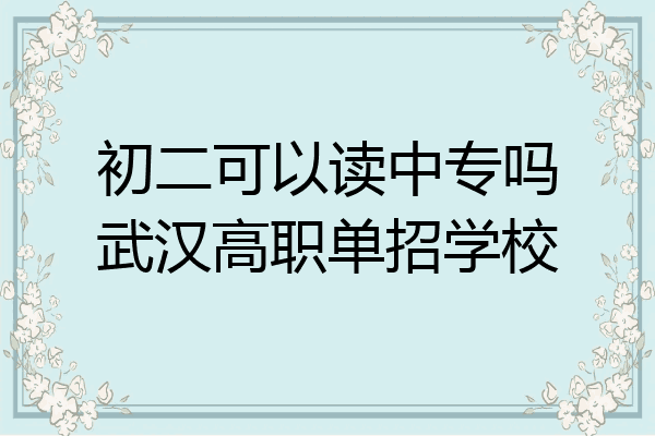 初二可以读中专吗武汉高职单招学校