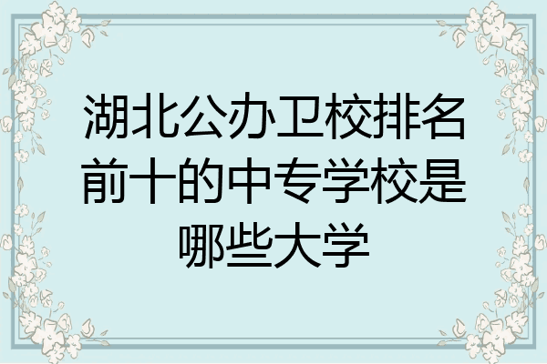 湖北公办卫校排名前十的中专学校是哪些大学