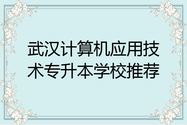 武汉计算机应用技术专升本学校推荐