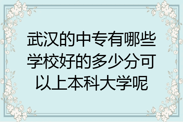 武汉的中专有哪些学校好的多少分可以上本科大学呢