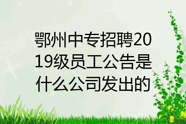 鄂州中专招聘2019级员工公告是什么公司发出的
