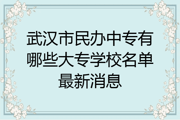 武汉市民办中专有哪些大专学校名单最新消息
