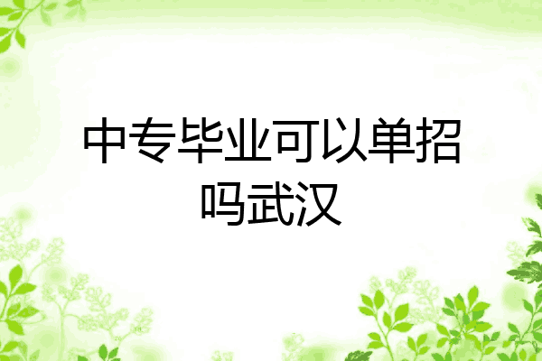 中专毕业可以单招吗武汉