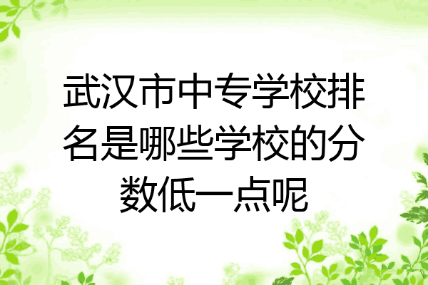 武汉市中专学校排名是哪些学校的分数低一点呢