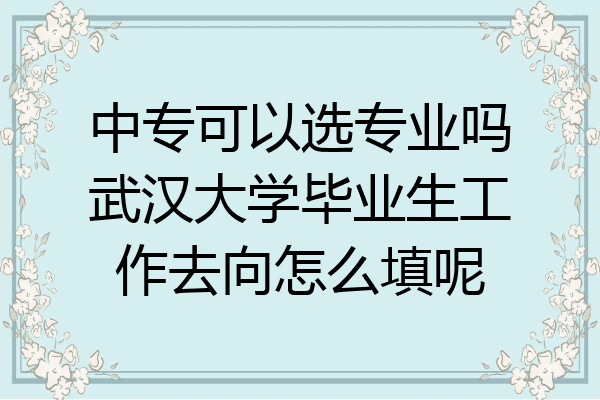中专可以选专业吗武汉大学毕业生工作去向怎么填呢