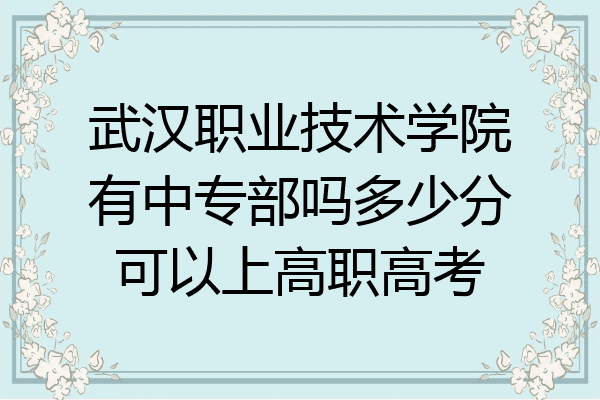 武汉职业技术学院有中专部吗多少分可以上高职高考