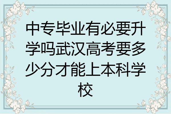 中专毕业有必要升学吗武汉高考要多少分才能上本科学校