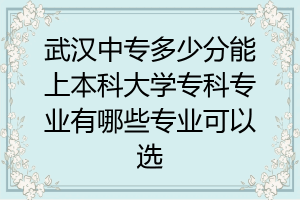 武汉中专多少分能上本科大学专科专业有哪些专业可以选
