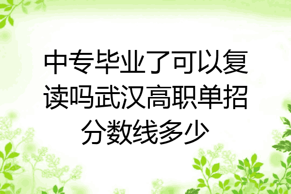 中专毕业了可以复读吗武汉高职单招分数线多少