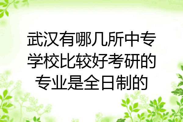 武汉有哪几所中专学校比较好考研的专业是全日制的