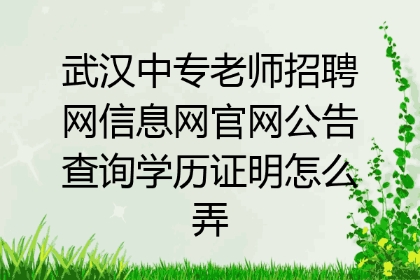 武汉中专老师招聘网信息网官网公告查询学历证明怎么弄