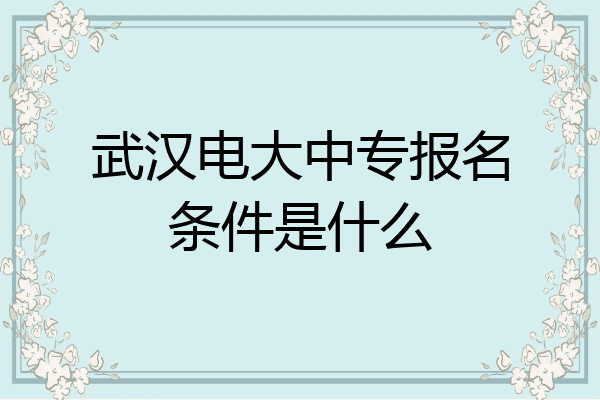 武汉电大中专报名条件是什么